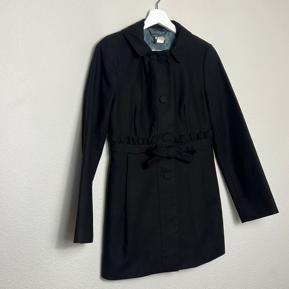 J. Crew Trench Coat Long Fully Lined Long Sleeve Ruffle Belt Collared Fashion - Picture 3 of 4